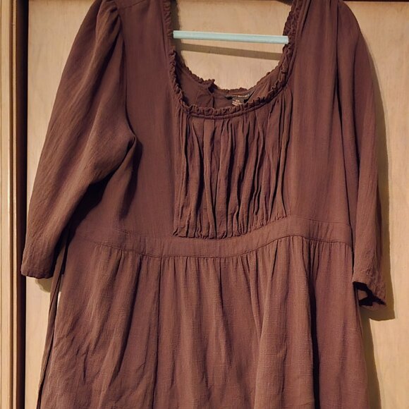 April Cornell Jane Austen Dress XXL Scarlet Brown Prairie Cottagecore Milkmaid - Picture 1 of 4